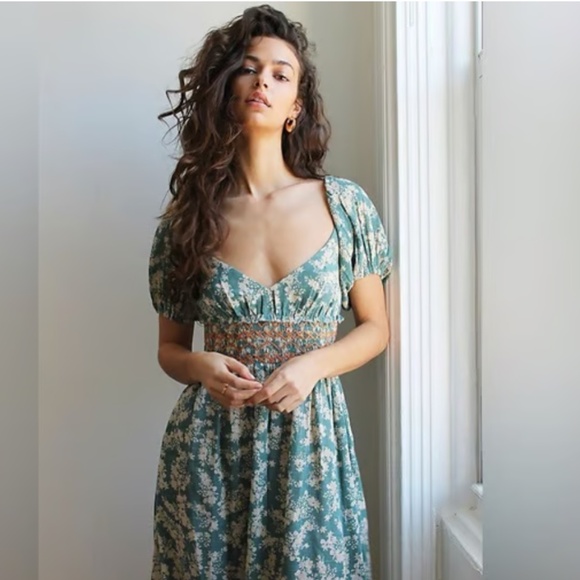 Free People Floral Sea foam Dress - Picture 1 of 7